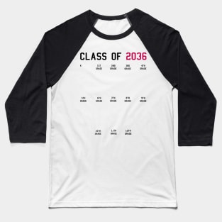 Class of 2036 Grow with Me Graduation First Day Handprints Baseball T-Shirt